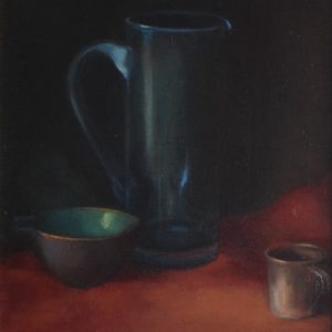 Moojan Nazmi-Still Life With Blue Vase And Iranian Bowl